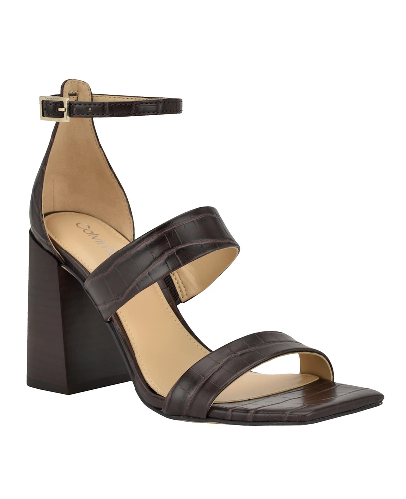 Calvin Klein Women's Sheryl Block Heel Square Toe Dress Sandals