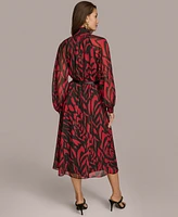 Donna Karan New York Women's Printed Tie-Neck A-Line Dress