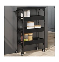 vidaXL Kitchen Trolley Black 20.9"x7.9"x29.9" Engineered Wood