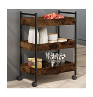 vidaXL Kitchen Trolley Smoked Oak 19.7"x11.8"x27.6" Engineered Wood