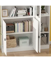 Famapy 8-Shelf Wood Standard Bookcase with Adjustable Shelves