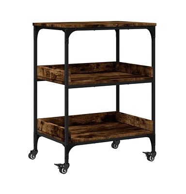 vidaXL Kitchen Trolley Smoked Oak 23.6"x16.1"x31.7" Engineered Wood