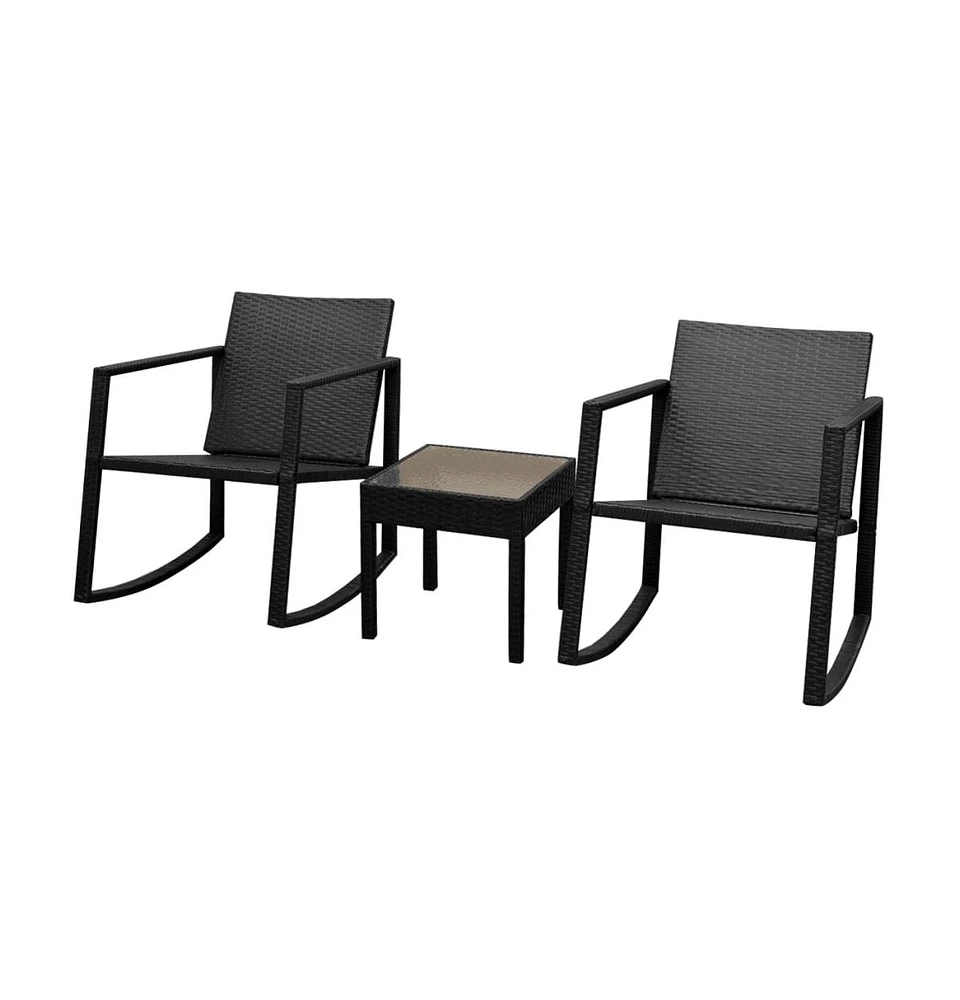 vidaXL 3 Piece Bistro Set Poly Rattan Black