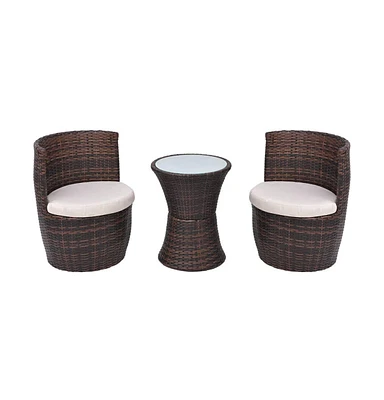 vidaXL 3 Piece Bistro Set with Cushions Poly Rattan