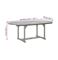 vidaXL Patio Table Gray 78.7" x 39.4" x 29.5" Solid Acacia Wood