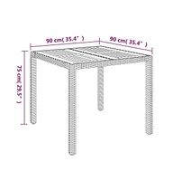 vidaXL Patio Table with Wooden Top 35.4"x35.4"x29.5" Poly Rattan