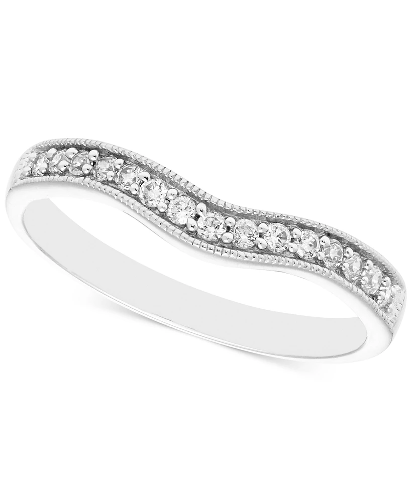 Diamond Milgrain Beaded Contour Band (1/5 ct. t.w.) in 14k White Gold