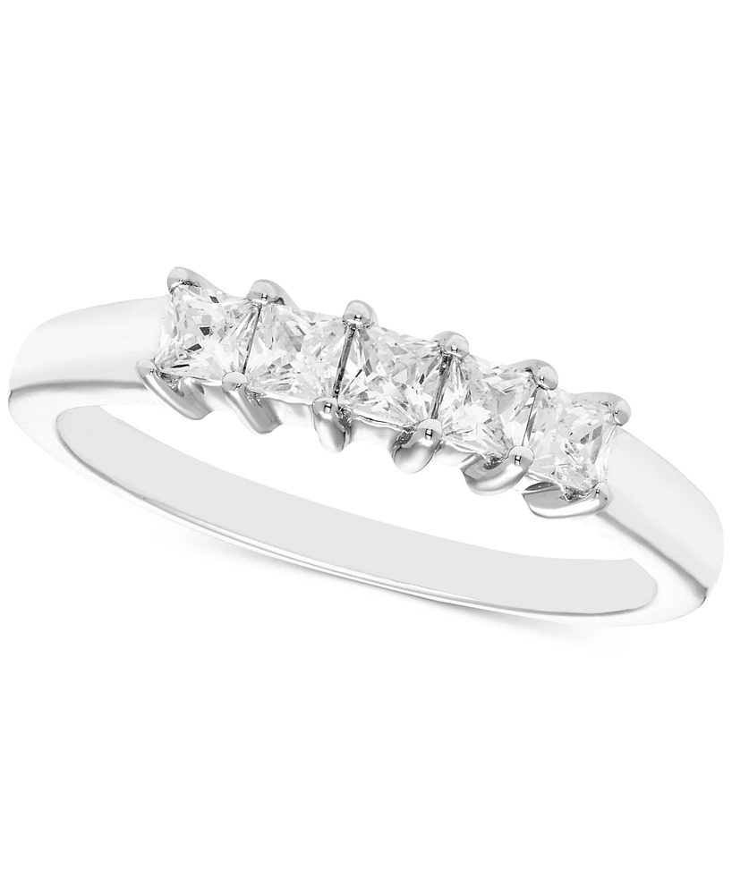 Diamond Princess-Cut Five Stone Band (1/2 ct. t.w.) in 14k White Gold