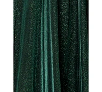 Xscape Petite Off-the-Shoulder Glitter Gown