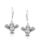 Bling Jewelry Flying Bird Animal Wise Graduate Dangling Owl Earrings For Women Oxidized .925 Sterling Silver Lever back