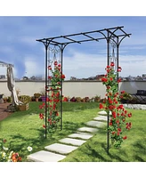 Slickblue Metal Garden Arch – Black, 80.3'' L x 20.47'' W x 81.1'' H, Climbing Plants Support and Rose Arch for Outdoor Use