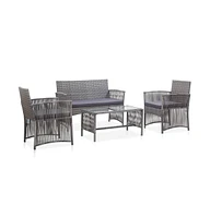 vidaXL 4 Piece Patio Lounge Set with Cushion Poly Rattan Anthracite