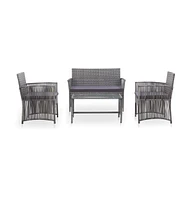 vidaXL 4 Piece Patio Lounge Set with Cushion Poly Rattan Anthracite