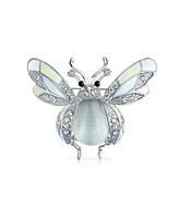 Bling Jewelry White Yellow Large Garden Insect Dragonfly Firefly Queen Bee Butterfly Brooch Pin For Women Silver Plated Brass