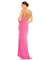 Mac Duggal Women's Rhinestone Embellished V-Neck Gown