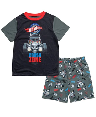 Hot Wheels Boys Pajama Shirt and Shorts Sleep Set to