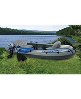 Intex Excursion 4 Inflatable River/Lake Boat Raft Set & Motor Mount Kit