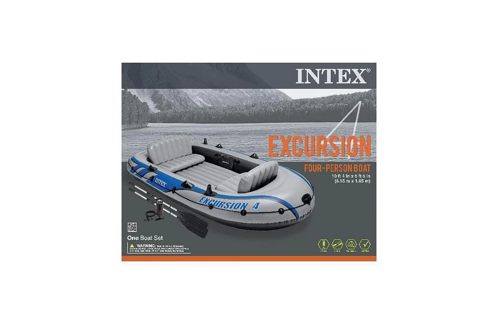 Intex Excursion 4 Inflatable Rafting/Fishing Boat Set With 2 Oars | 68324EP