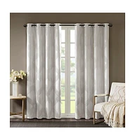 Bentley Ogee Knitted Jacquard Total blackout curtains for bedroom, Silver grommet top fit up to 1.25 inches rod Single Curtain Panel for Living Room,