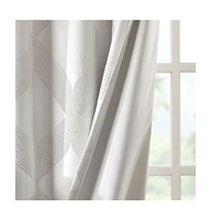 Bentley Ogee Knitted Jacquard Total blackout curtains for bedroom, Silver grommet top fit up to 1.25 inches rod Single Curtain Panel for Living Room,