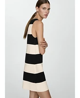 Mango Women's Short-Striped Knitted Dress