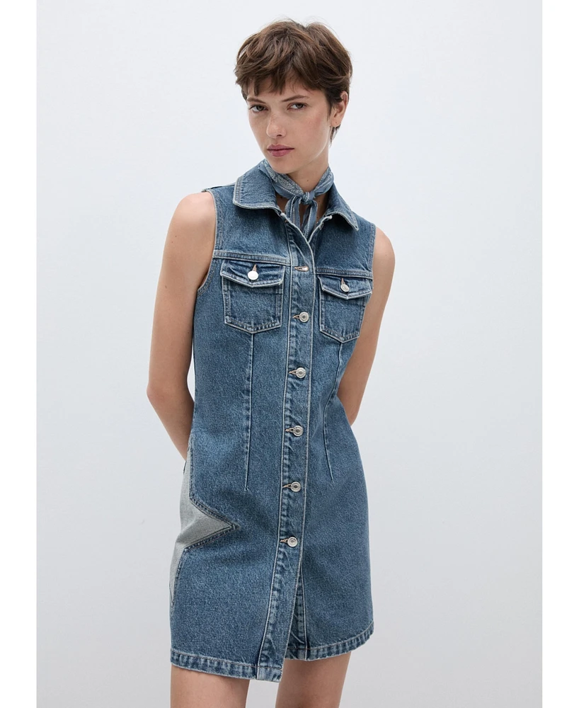 Mango Women's Star Denim Dress