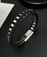 Rhona Sutton Silver Chain Wrapped Leather Stainless Steel Bracelet