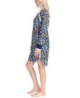 Ocean Pacific Women's Silky Thermal Henley Sleepshirt