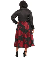 Muse Plus Pleated Floral-Print Organza Skirt