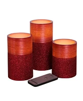 Mikasa Half Glitter Led Pillar Candles, Set of 3