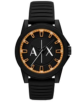 A|X Armani Exchange Men's Quartz Three-Hand Black Silicone Watch 44mm