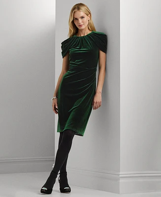 Lauren Ralph Lauren Women's Pleated Velvet Cocktail Dress