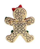 Betsey Johnson Faux Stone Jingle Bell Bling Christmas Gingerbread Brooch