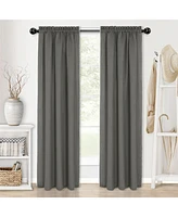 Kate Aurora Complete Coastal Hamptons Living Rod Pocket Textured Semi Sheer 3 Piece Window Curtain & Valance Set