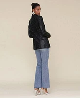 Avec Les Filles Double Breasted Diamante Blazer Extreme Flare Jeans