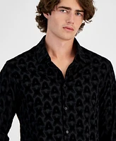 A|X Armani Exchange Men's Flocking Woven Logo Shirt