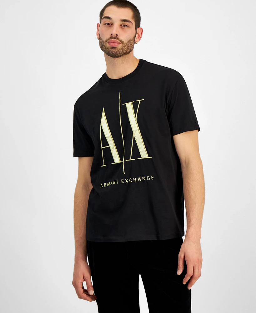 A|X Armani Exchange Men's Embroidered Metallic Icon T-Shirt