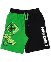 Minecraft Boys Skeleton Enderman Zombie French Terry 3 Pack Shorts to