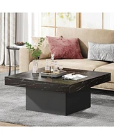 Tribesigns Led Coffee Table, Square Table Wood Low for Living Room