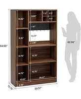 Tribesigns 5-Tier Baker's Rack, Large Microwave Stand with Shelves, 65-Inch Tall Coffee Bar Standing Kitchen Storage Rack Kitchen Shelf with Pegboard
