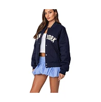 Edikted Women's Big Apple Oversized Bomber Jacket