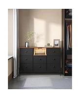 Slickblue Chest of Drawers, Fabric Dresser with Power Outlets and Led Lights