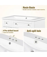 Slickblue 30-Inch White Bathroom Vanity with Single Sink & Cabinet, Undermount Sink Storage