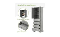 Slickblue Storage Cabinet with 2 Doors and 4 Drawers Stylish Bathroom Organizer for Ample Storage