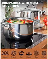 Cook N Home 12 Piece set Stainless Steel Basic Pots and Pans Cookware, Grey Silicone Handle