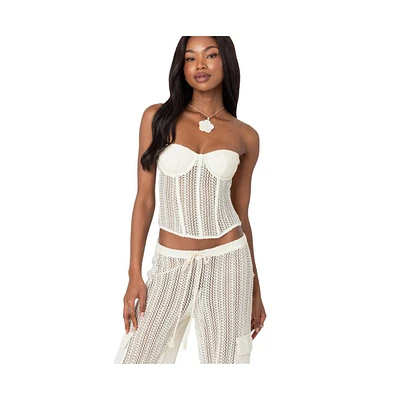 Edikted Ines sheer crochet corset top