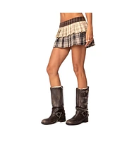 Edikted Women's Mylie Mixed Plaid Mini Skort