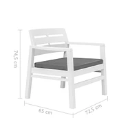 vidaXL 3 Piece Patio Lounge Set Plastic White