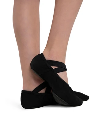 Capezio Girls Hanami Canvas Ballet Shoe Mocha