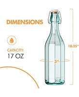 Amici Home Faceted Hermetic Glass Bottle, Large - Set of 2